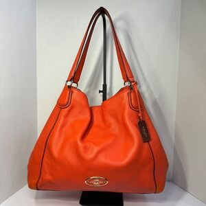 Coach Edie Shoulder Bag 31 Orange Pebble Leather Hobo #E1480-33547 Aug. 2014